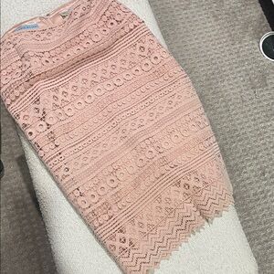 ANTONIO MELANI Blush Pink Crochet Pencil Skirt